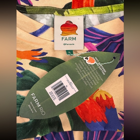 NWT Farm Rio Sand Macaw Jungle Organic Cotton T-Shirt Dress - Picture 13 of 14